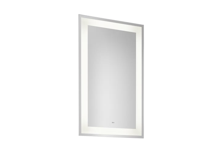 Specchio con illuminazione LED perimetrale e piastra antiappannamento