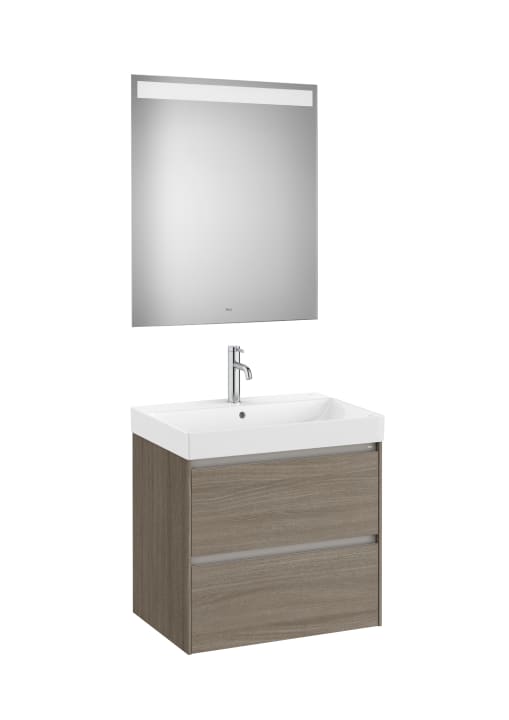 Pack (unità base con due cassetti, lavabo e specchio LED)