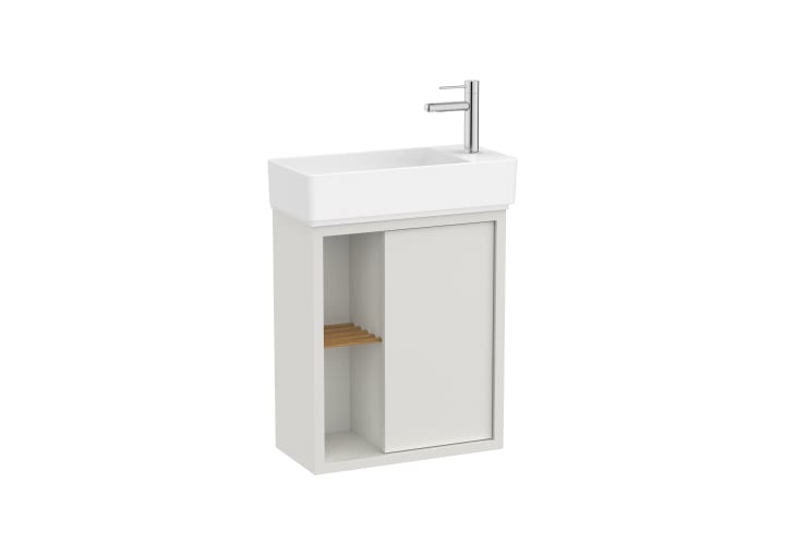 Unik (base compatta con anta, mensole laterali e lavabo)